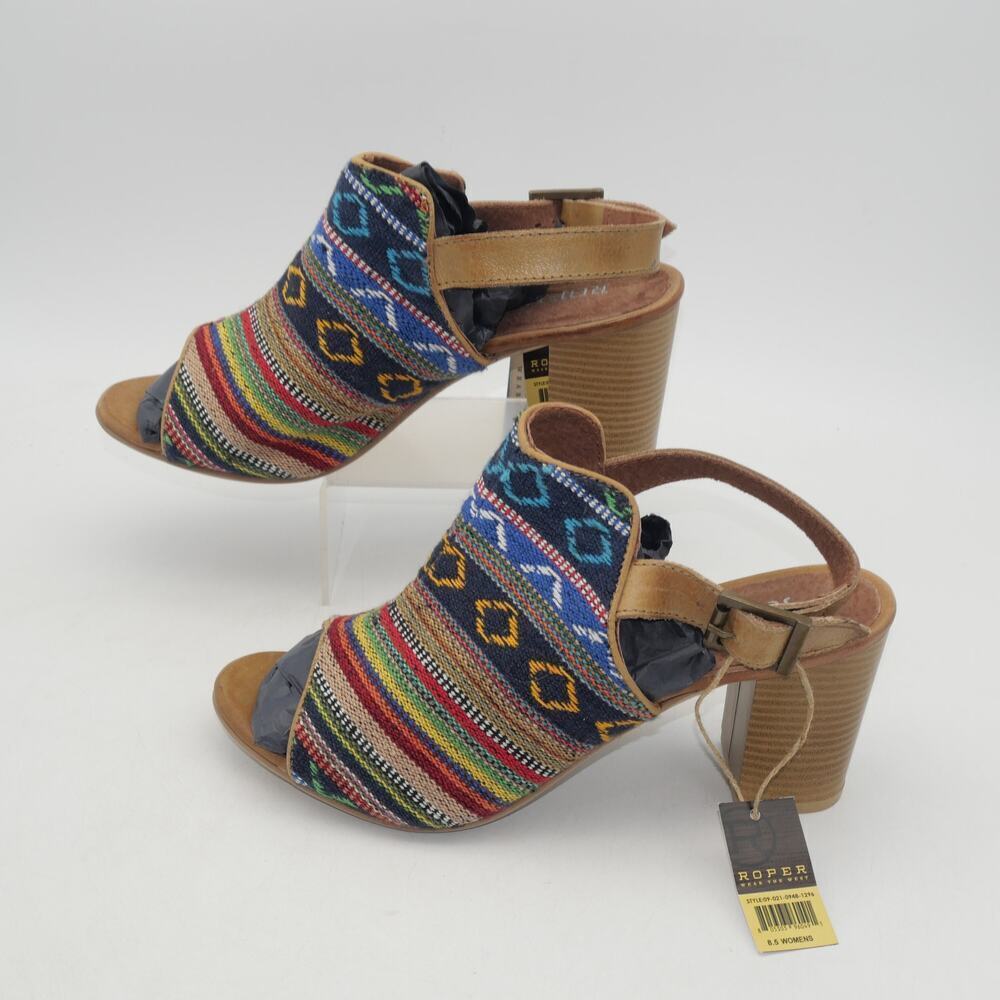 NEW ROPER Women's 8.5 Mika Aztec Tapestry Southwest Sling Back  Heel - Picture 3 of 10